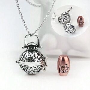 Silver Filigree Harmony Memorial Locket Necklace -